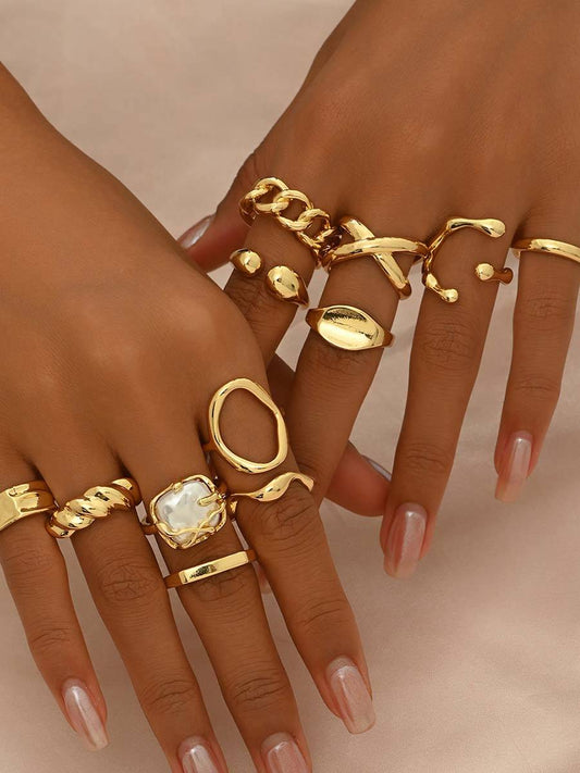 Juego de 12 anillos minimalistas
