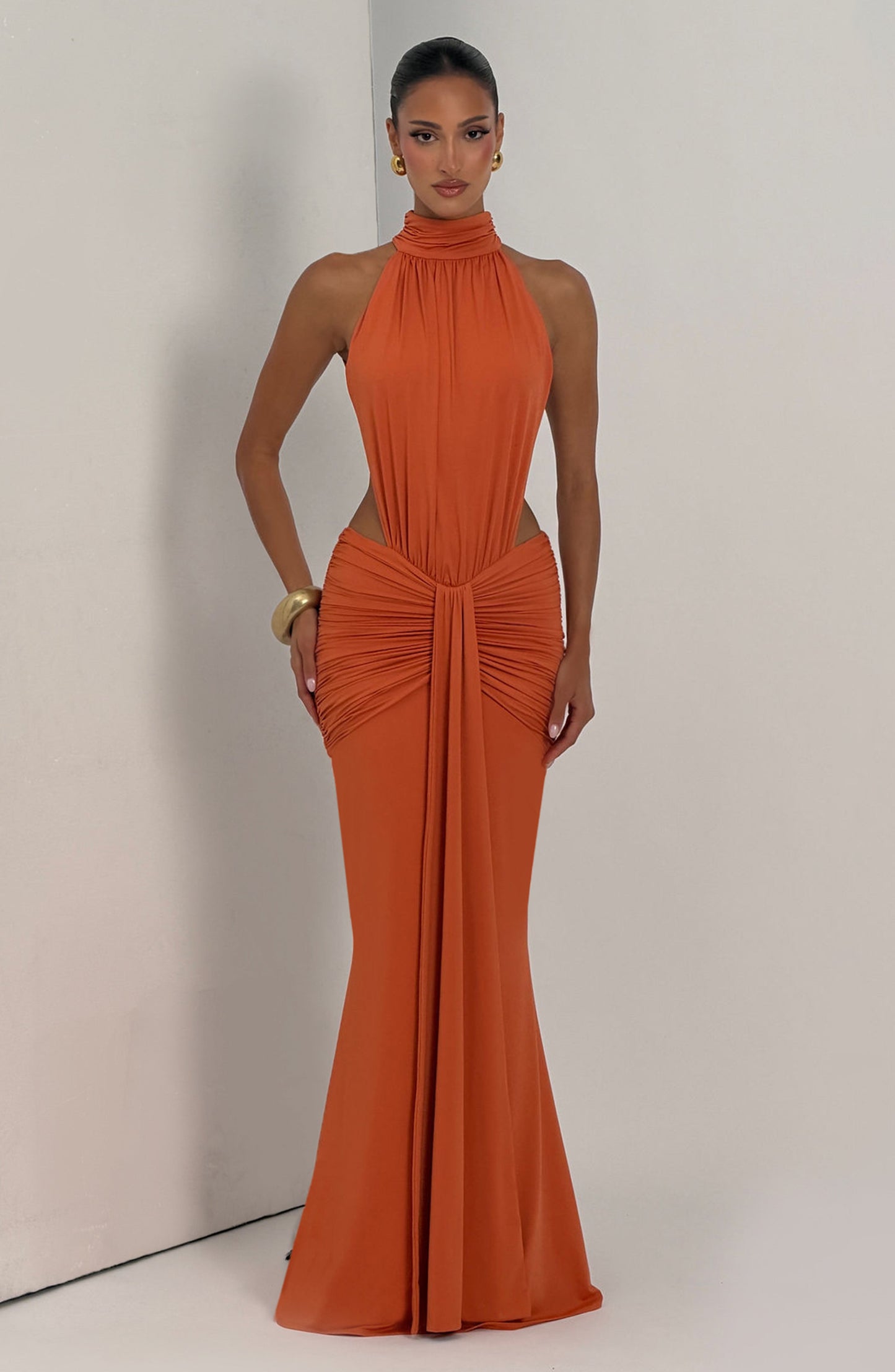 Vestido largo Thekla - Naranja quemado