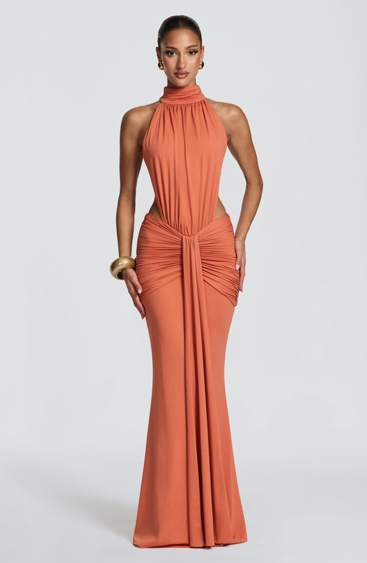 Vestido largo Thekla - Naranja quemado