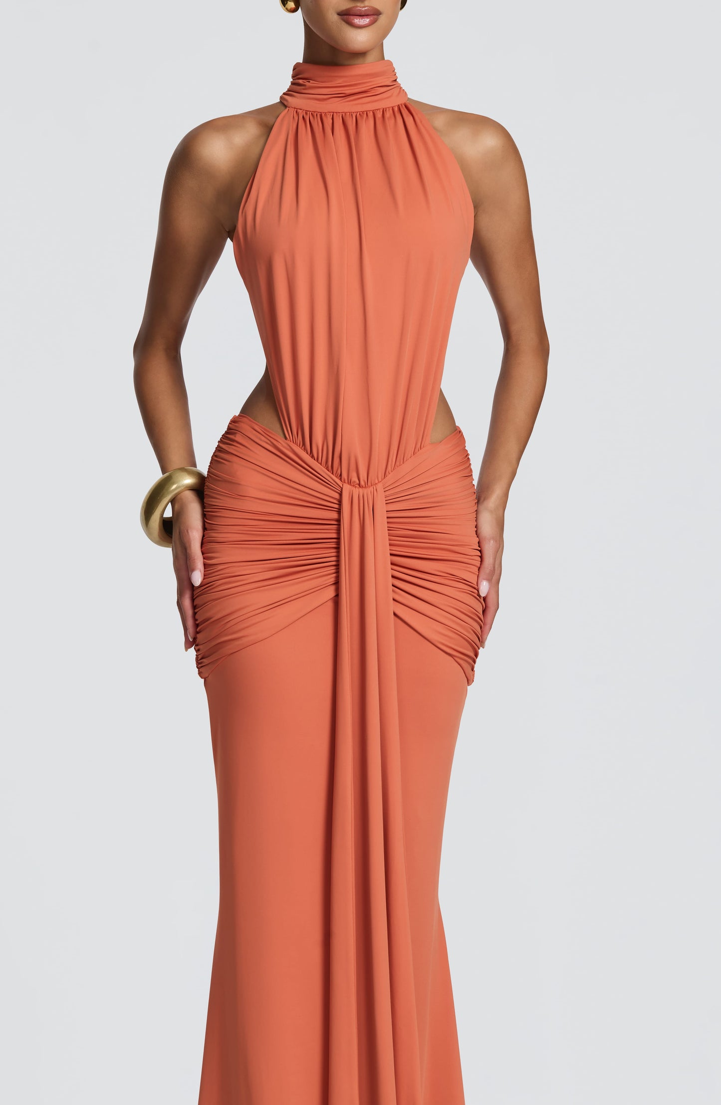Vestido largo Thekla - Naranja quemado